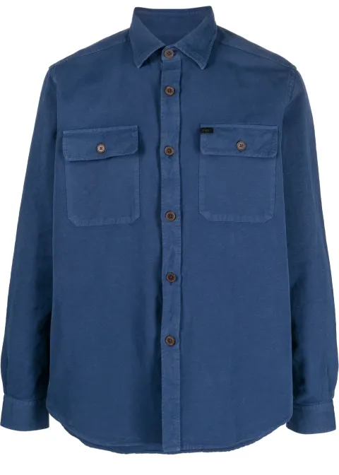 Fay Kids logo-embroidered oxford shirt
