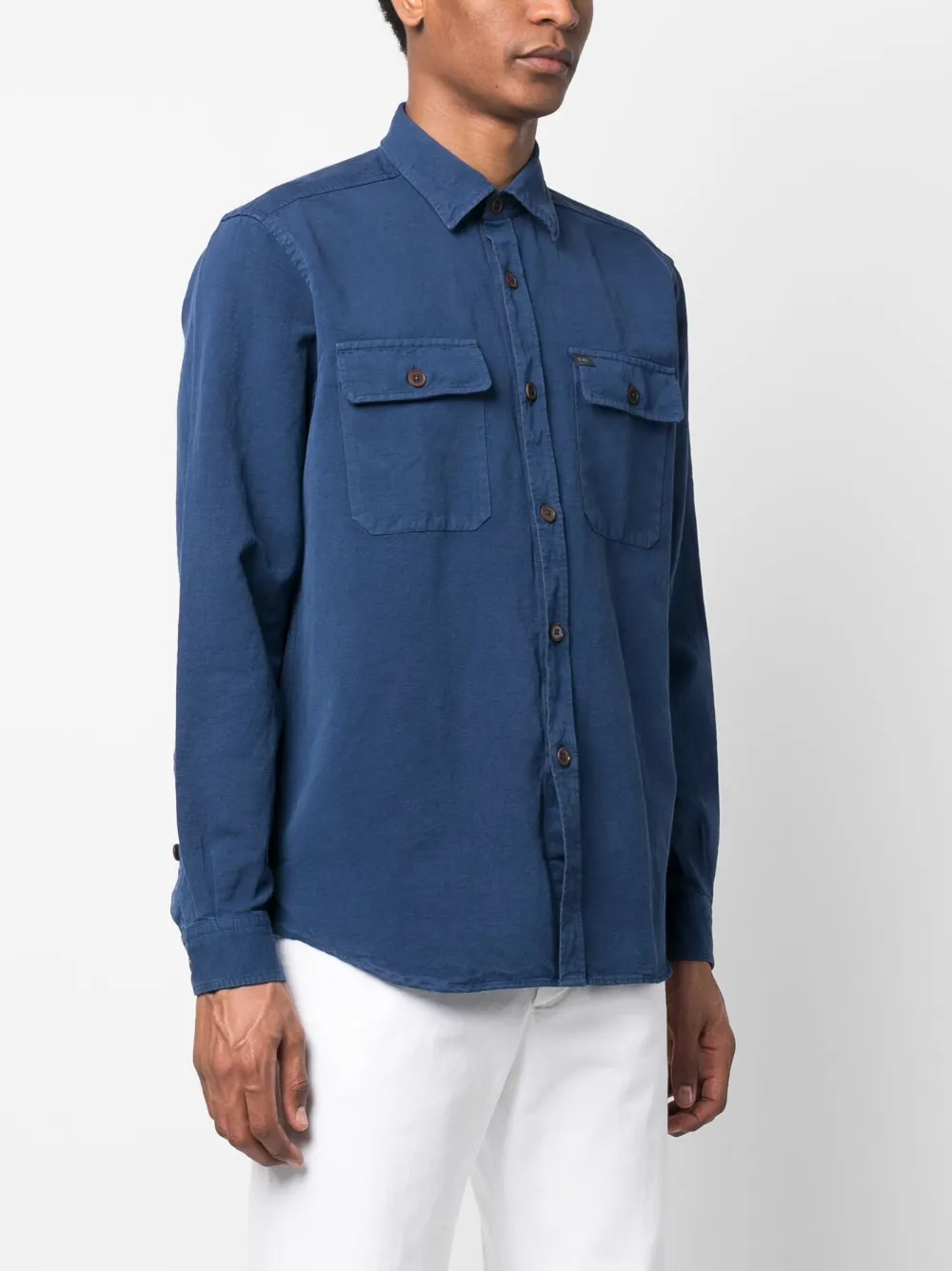 Fay Kids Overhemd met geborduurd logo Blauw
