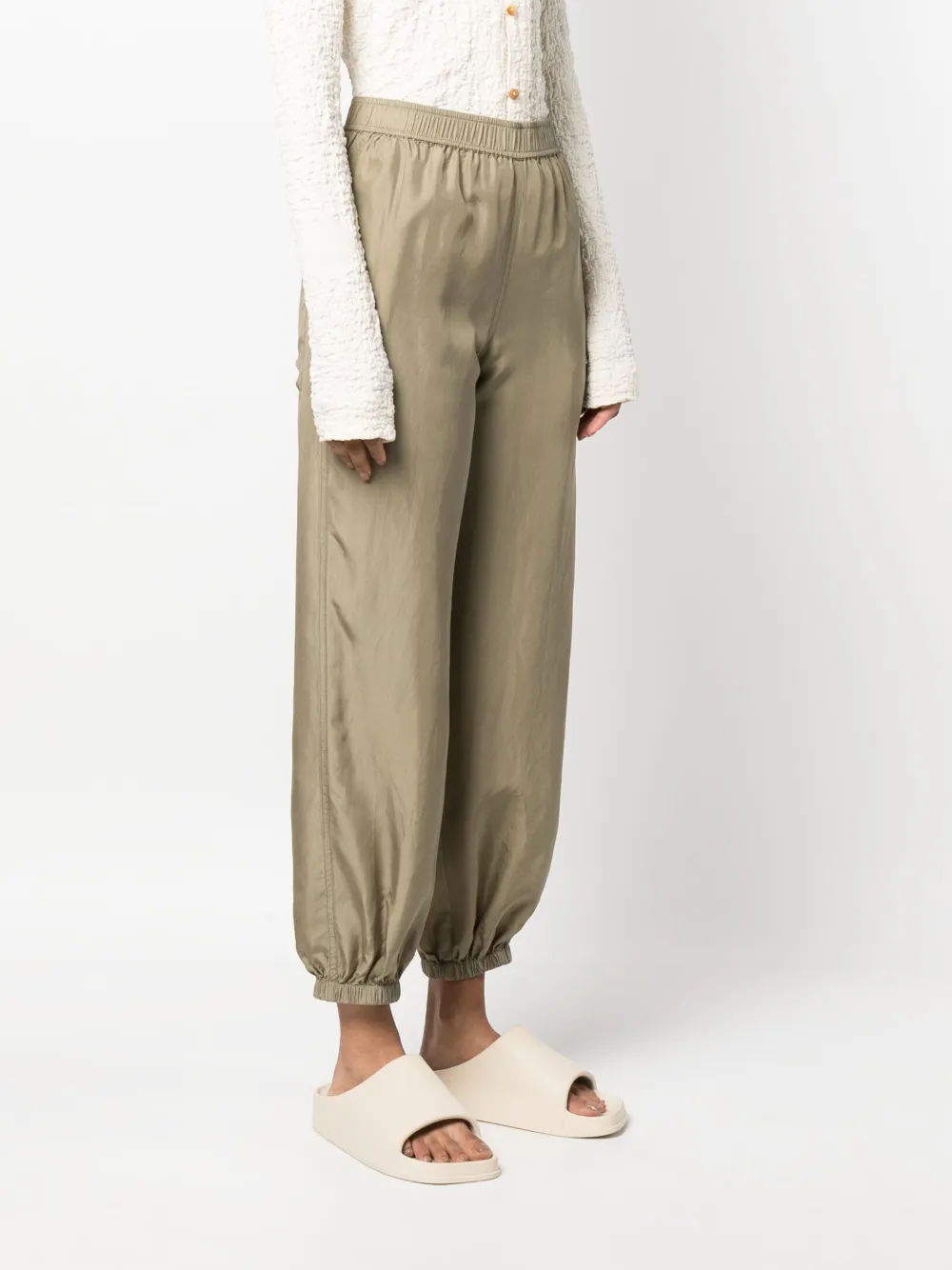 Semicouture Elasticated-waist Cropped Trousers In Green