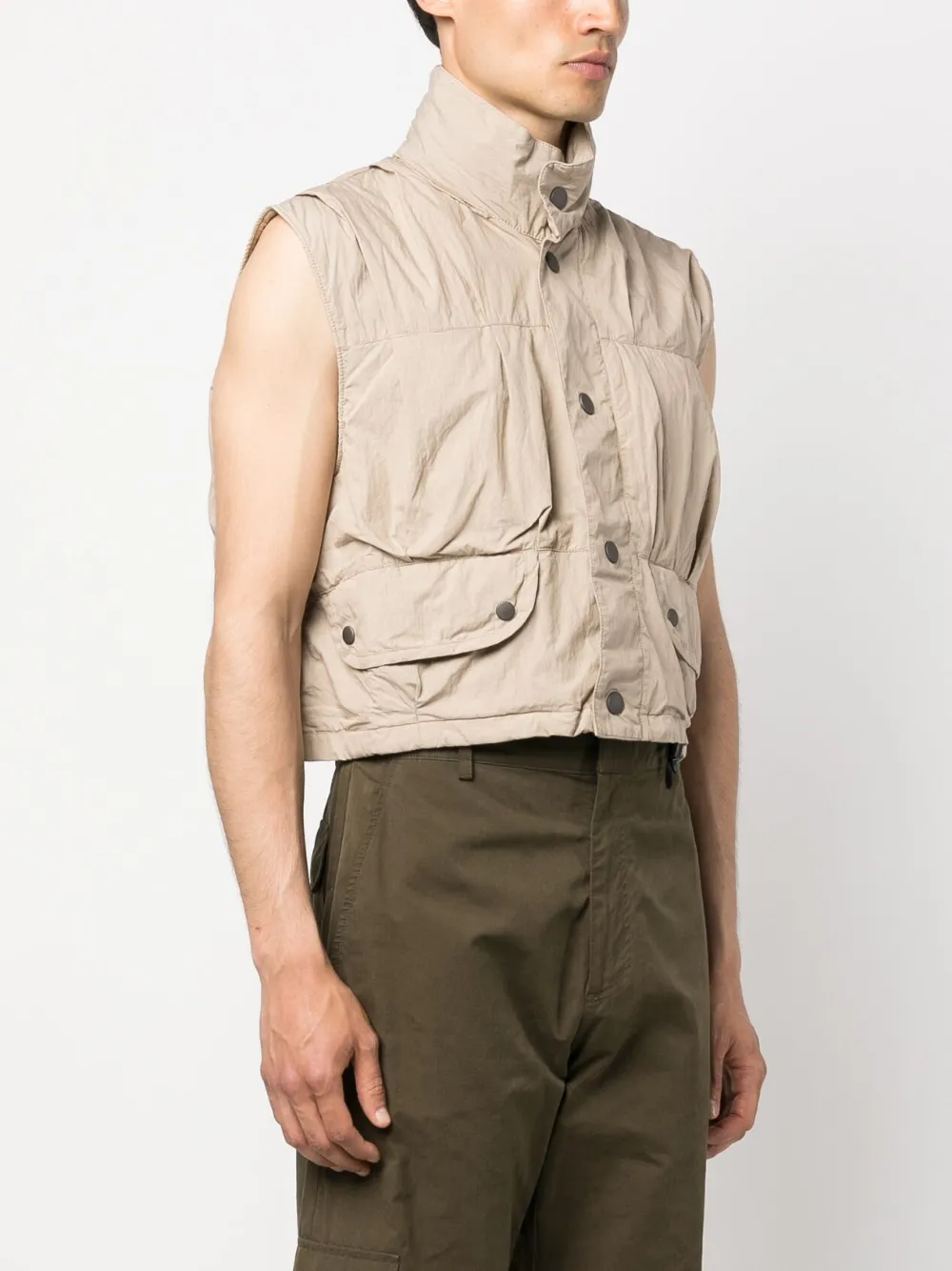  Our Legacy Cropped Poplin-texture Gilet - Neutrals 