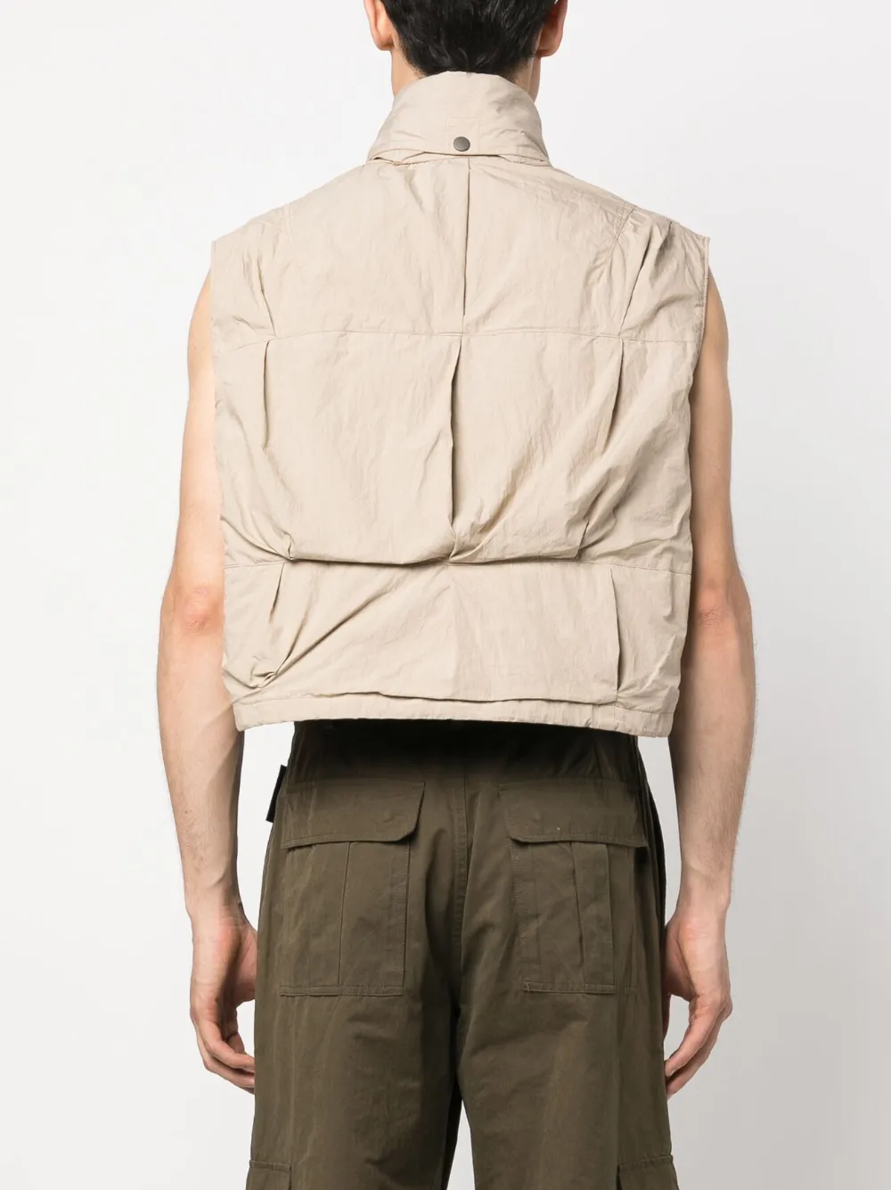 cropped poplin-texture gilet