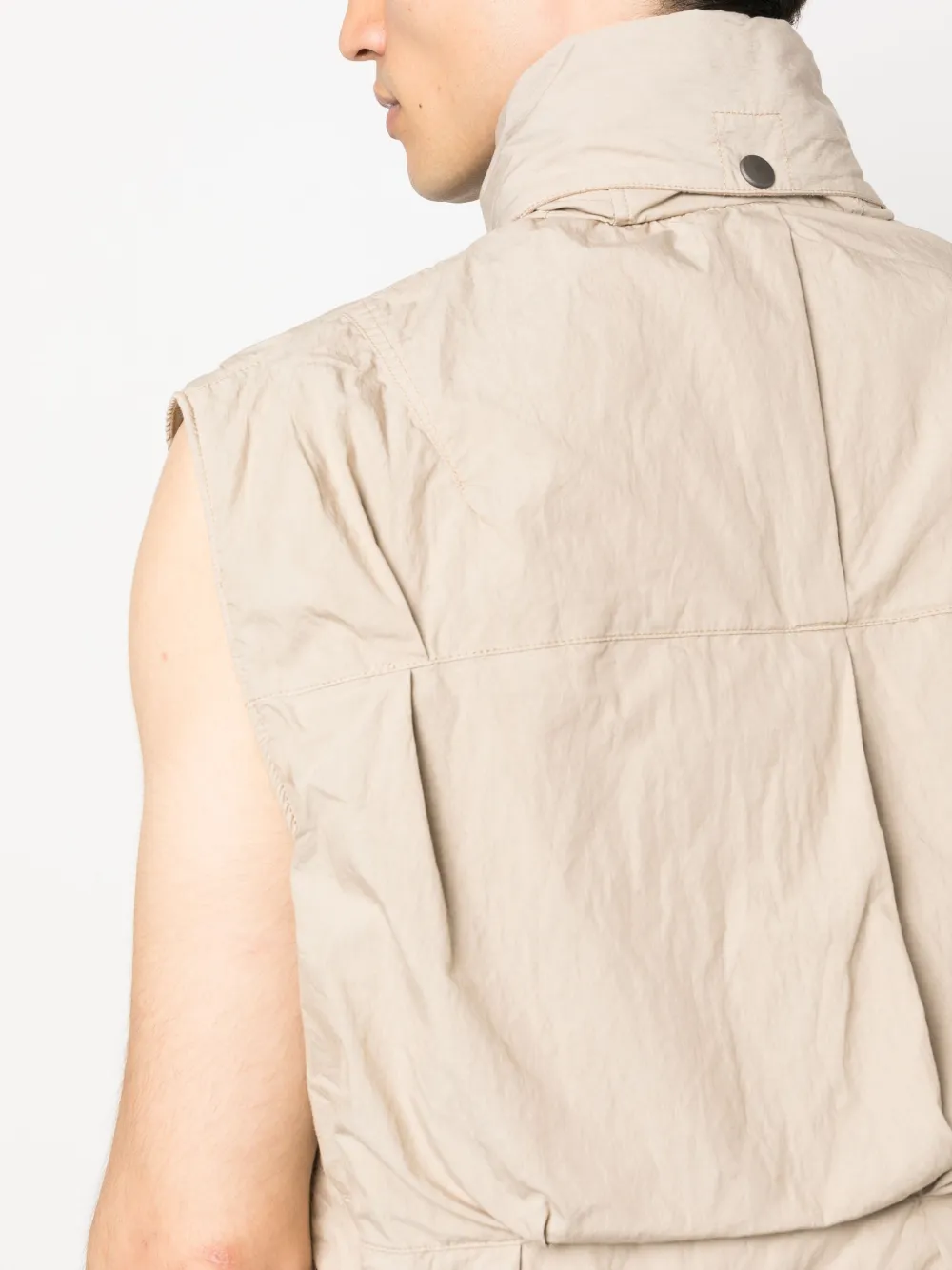 cropped poplin-texture gilet