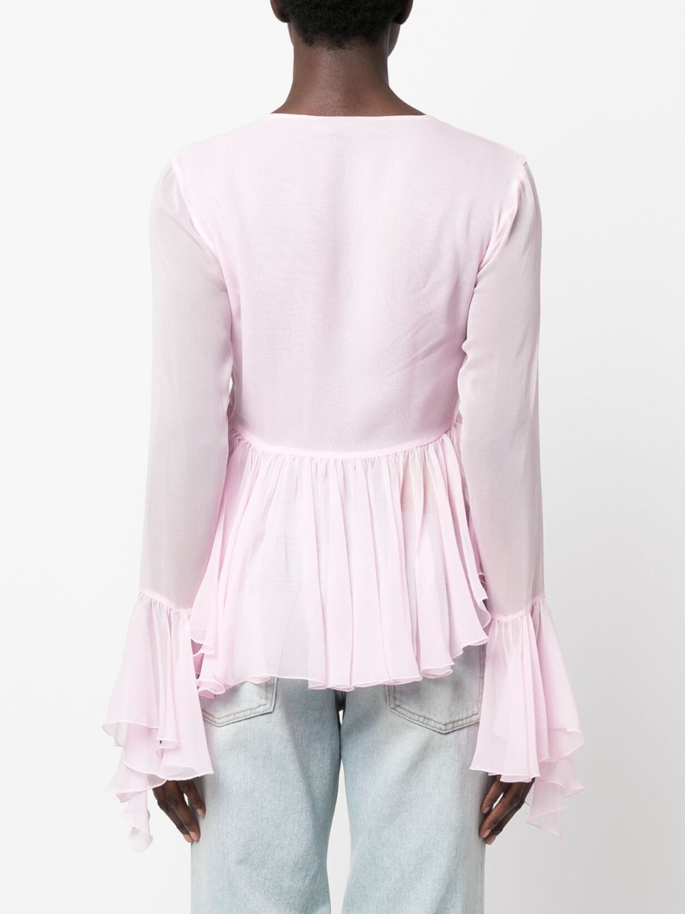 Blumarine Ruffled Long Sleeve Silk Blouse Farfetch 2945