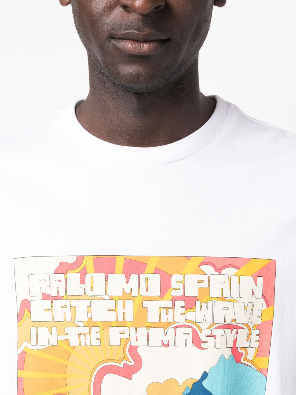 Shop Puma Slogan-print Cotton T-shirt In White