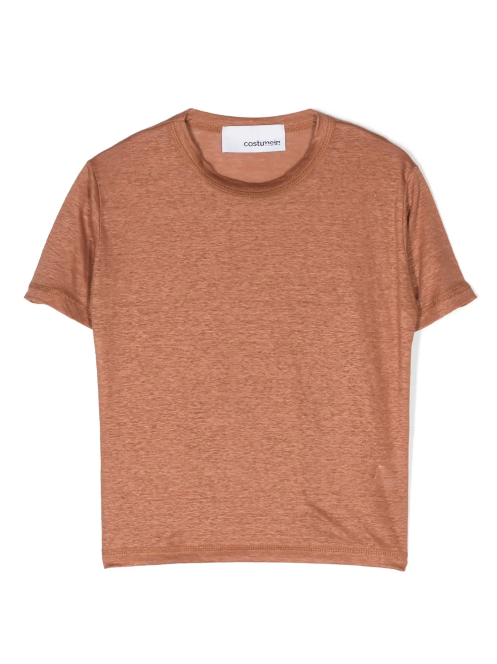 Costumein slub-texture linen T-shirt - Brown