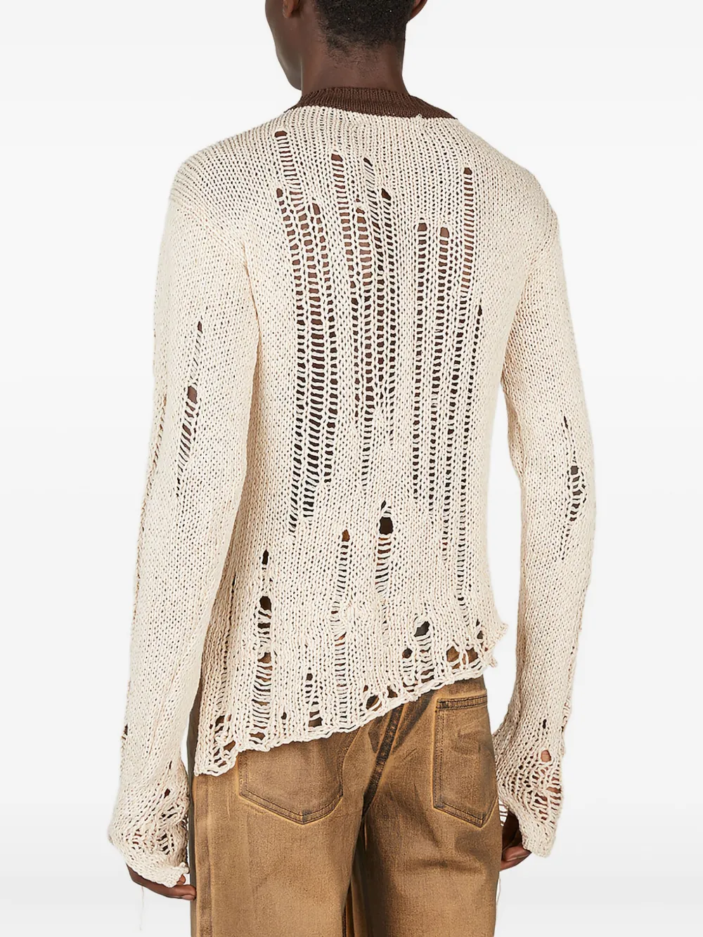 Ottolinger frayed open-knit sweater Beige
