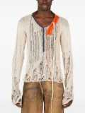 Ottolinger frayed open-knit sweater - Neutrals