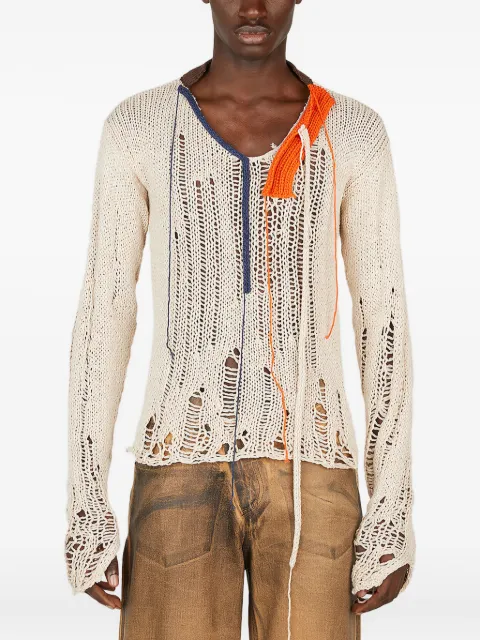 Ottolinger frayed open-knit sweater
