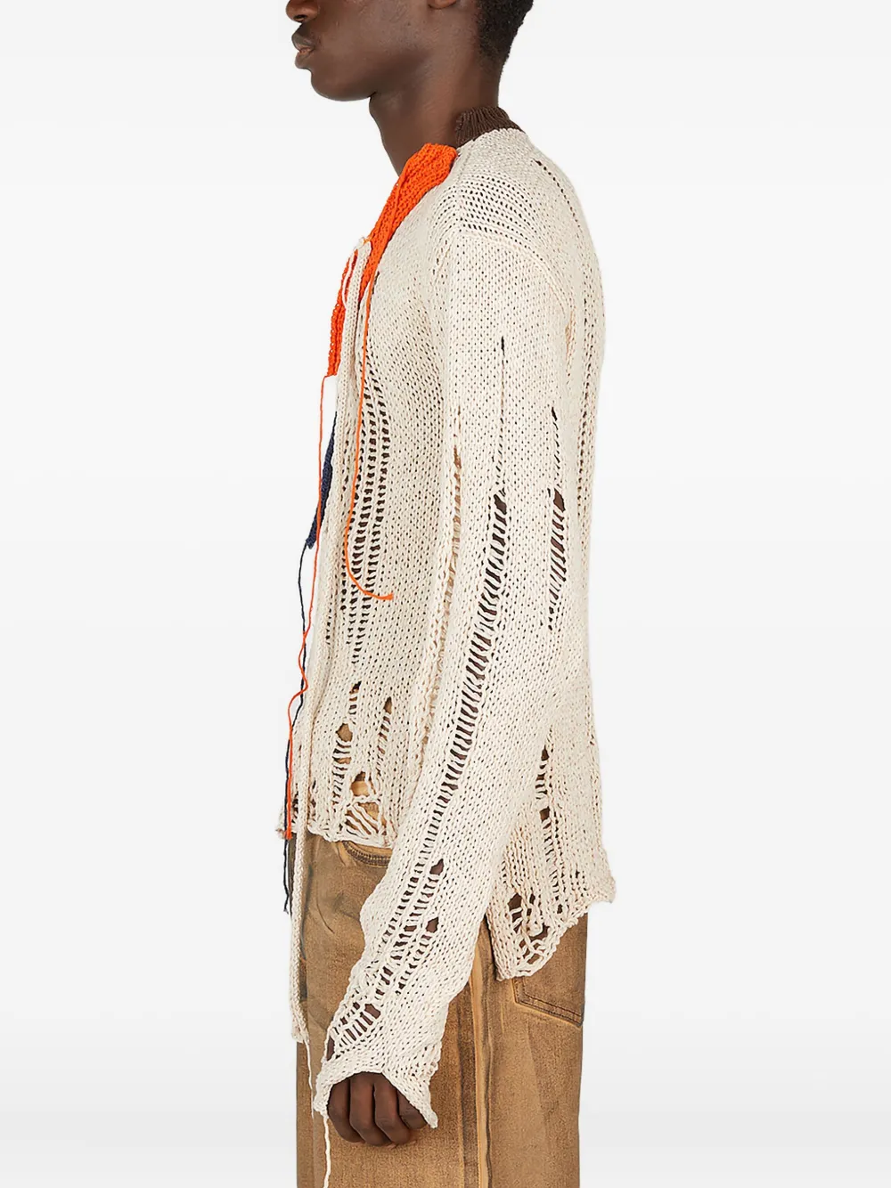 Ottolinger frayed open-knit sweater Beige