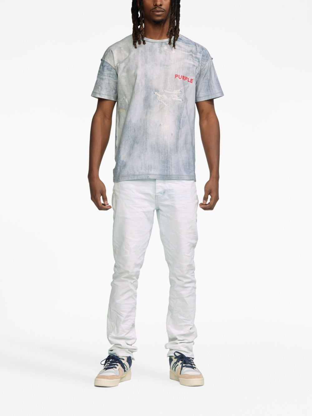 Shop Purple Brand Faded-effect Straight-leg Jeans In White