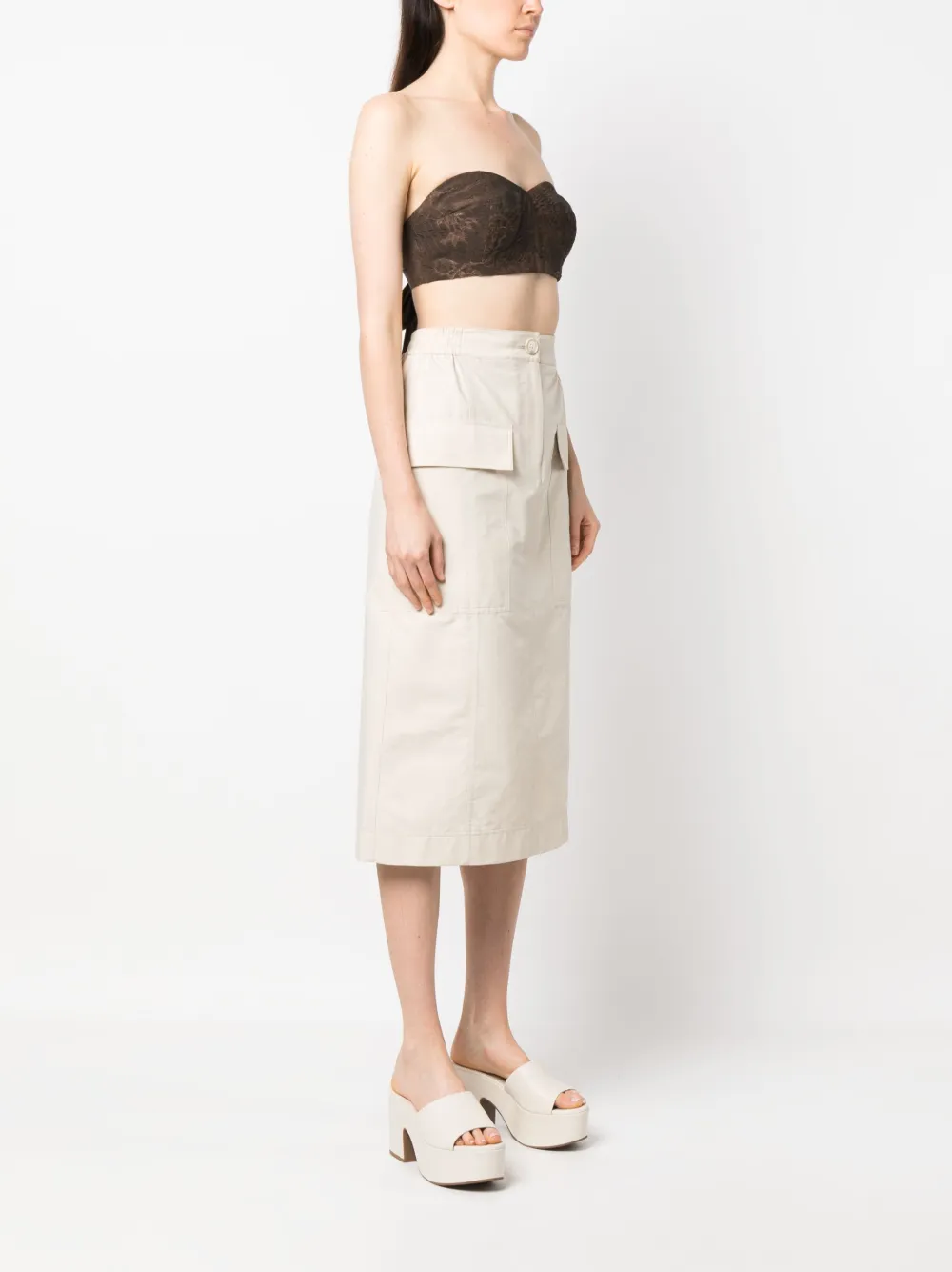 Uma Wang Lace-up Sleeveless Cotton Top In Brown