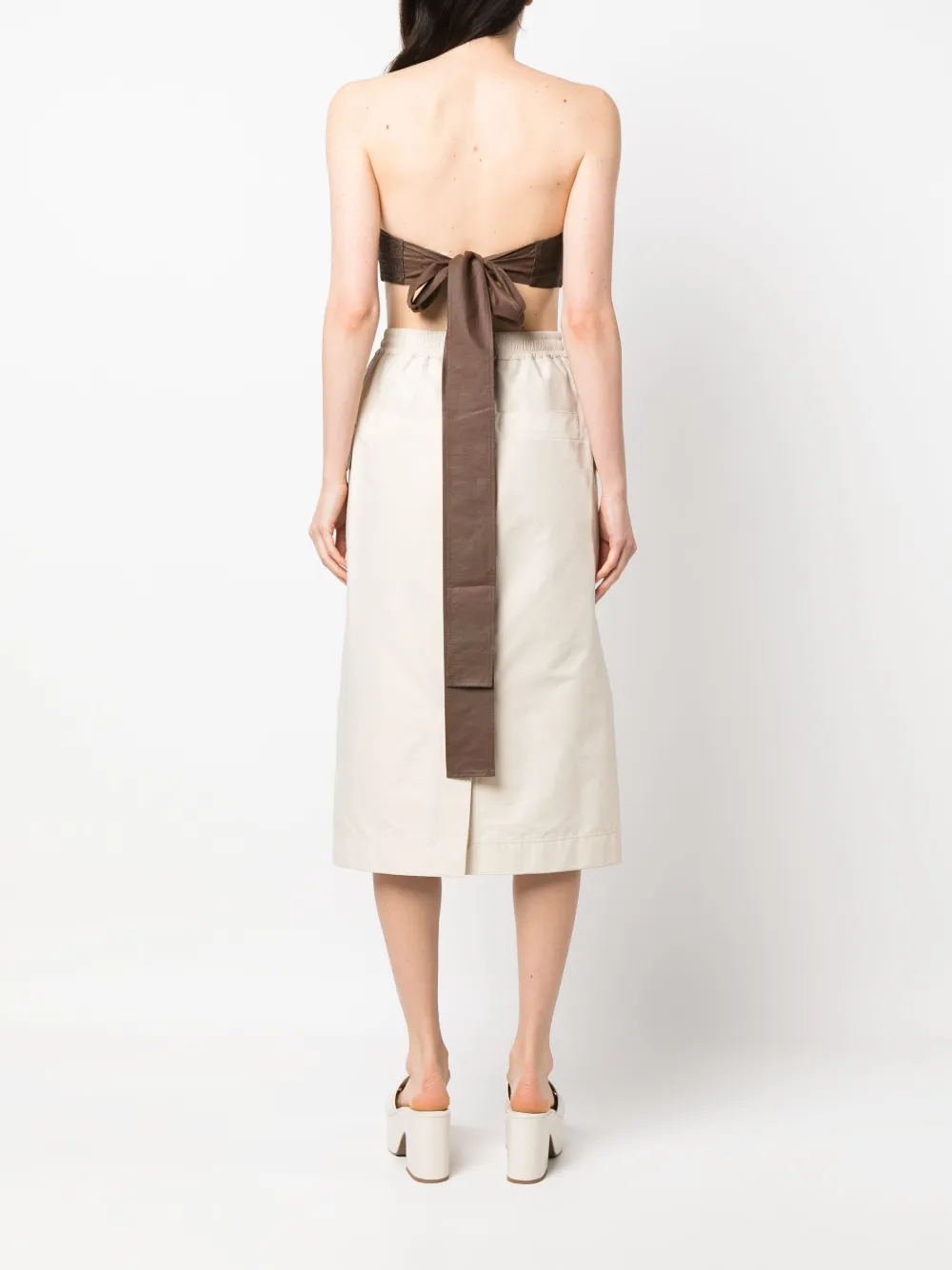 Uma Wang Lace-up Sleeveless Cotton Top In Brown