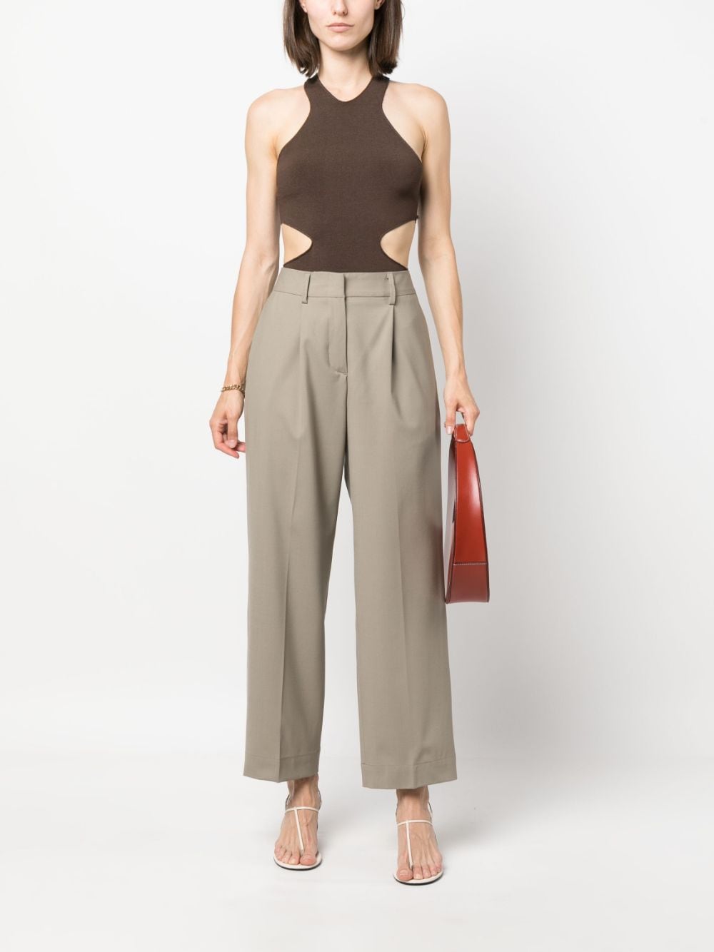 Tonello high-waisted cropped trousers - Beige