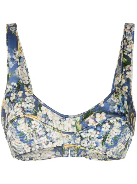 ZIMMERMANN Tama floral-print silk bralette