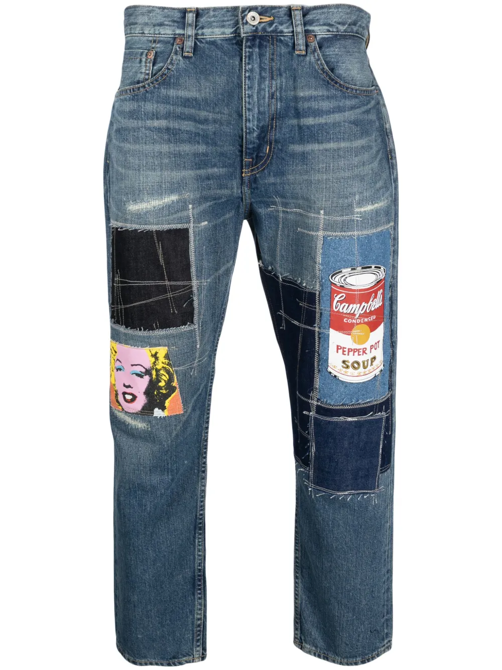 patchwork-detail denim jeans