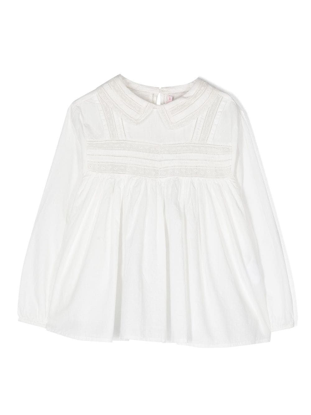Shop Bonpoint Peter Pan-collar Cotton Blouse In White