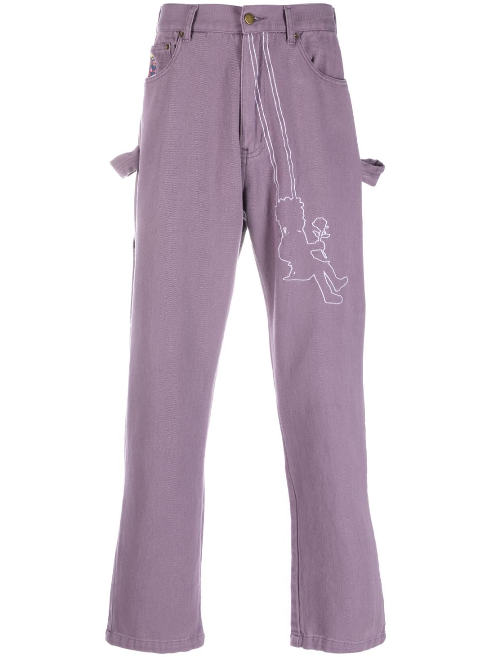 KidSuper Swingset embroidered straight-leg jeans - Purple