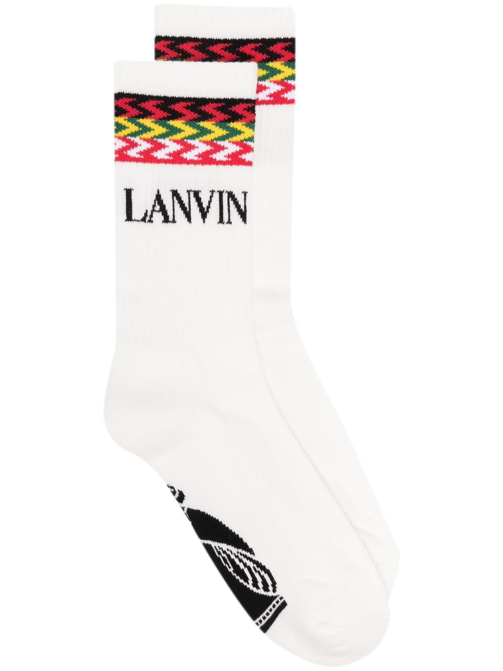Shop Lanvin Logo Ribbed Socks In White