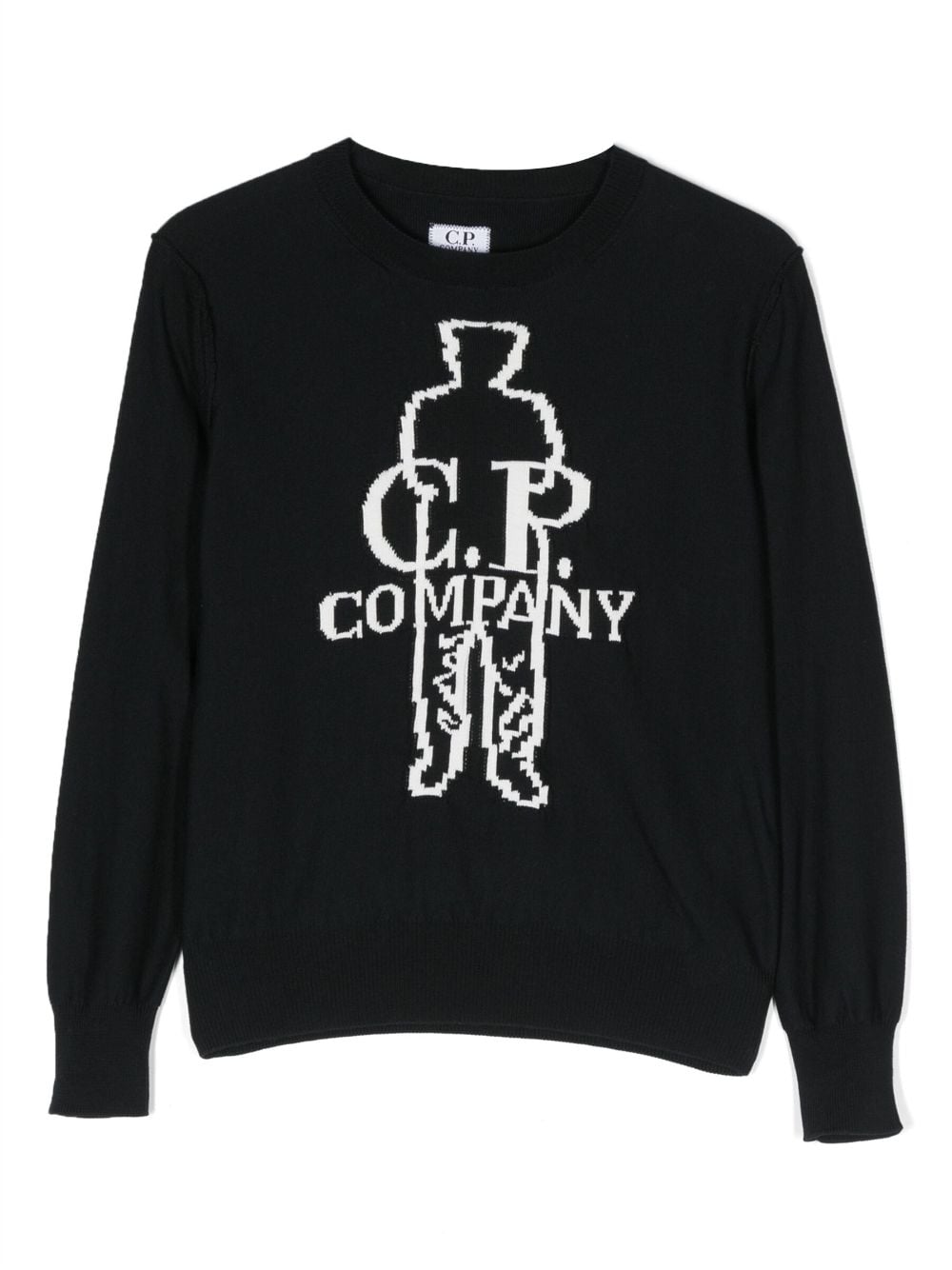 C.p. Company Kids' Embroidered-logo Knitted Sweatshirt In Blue