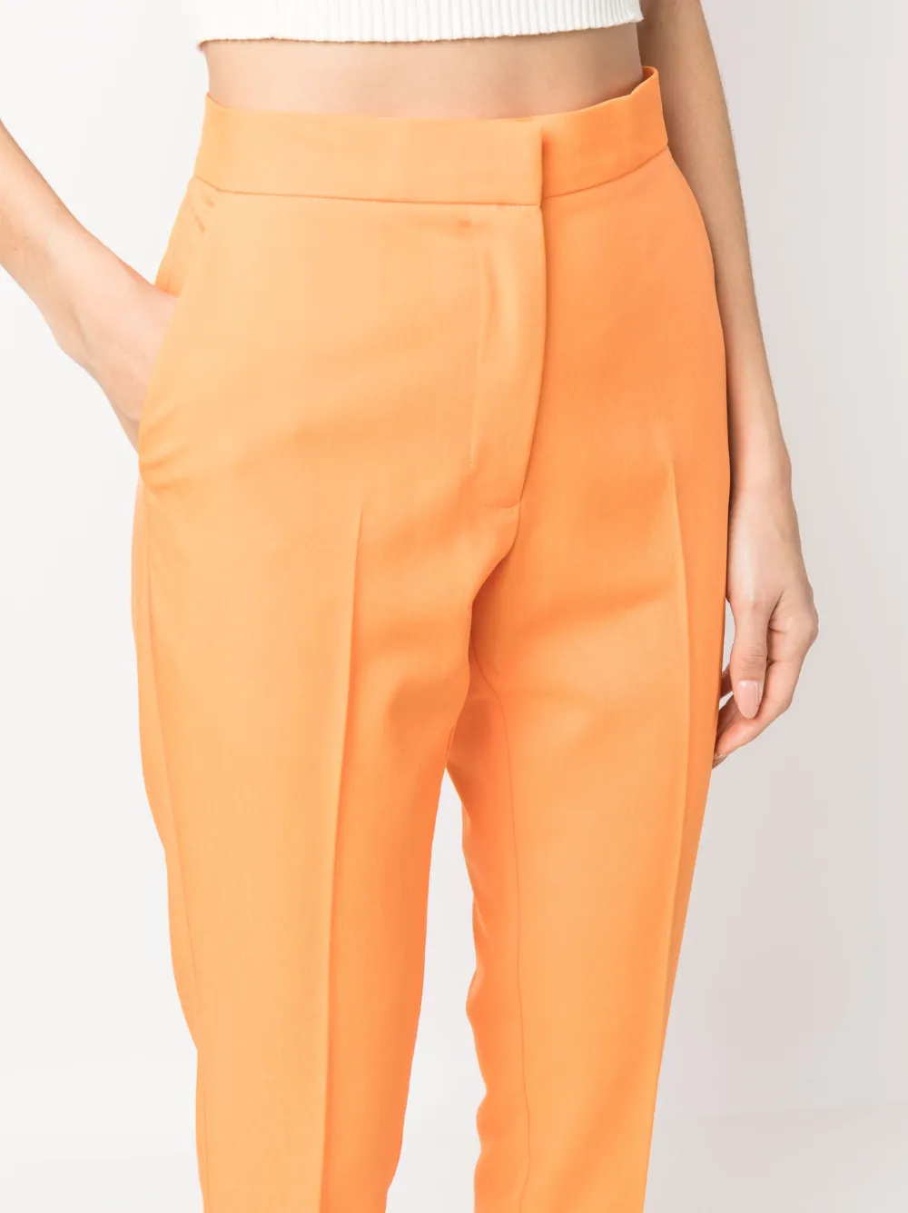 Twinset High-waist Cropped Trousers In Orange