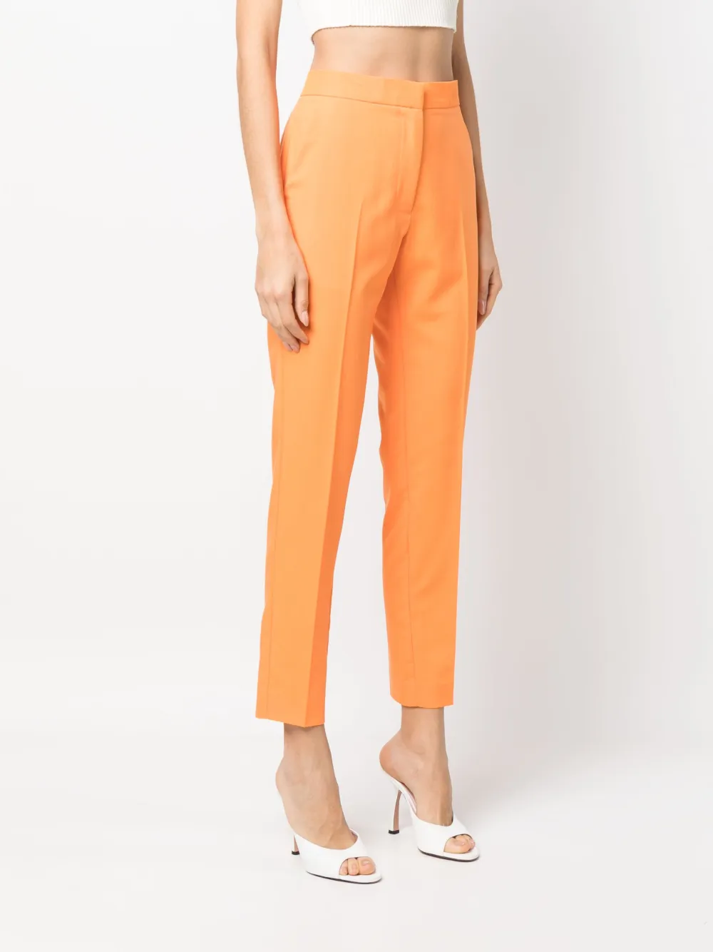 Twinset High-waist Cropped Trousers In Orange
