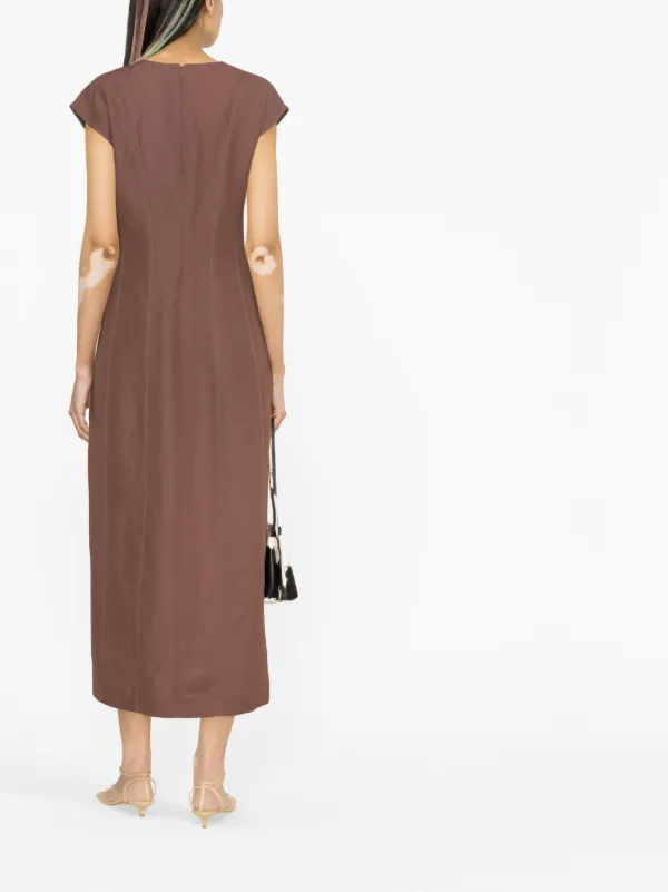 Fabiana Filippi Tailored Sleeveless Midi Dress | Brown