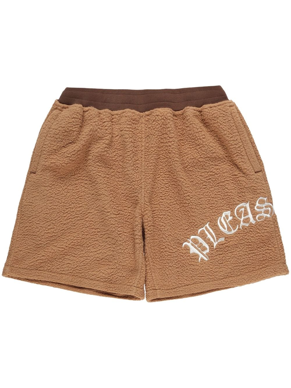 embroidered-logo fleece shorts
