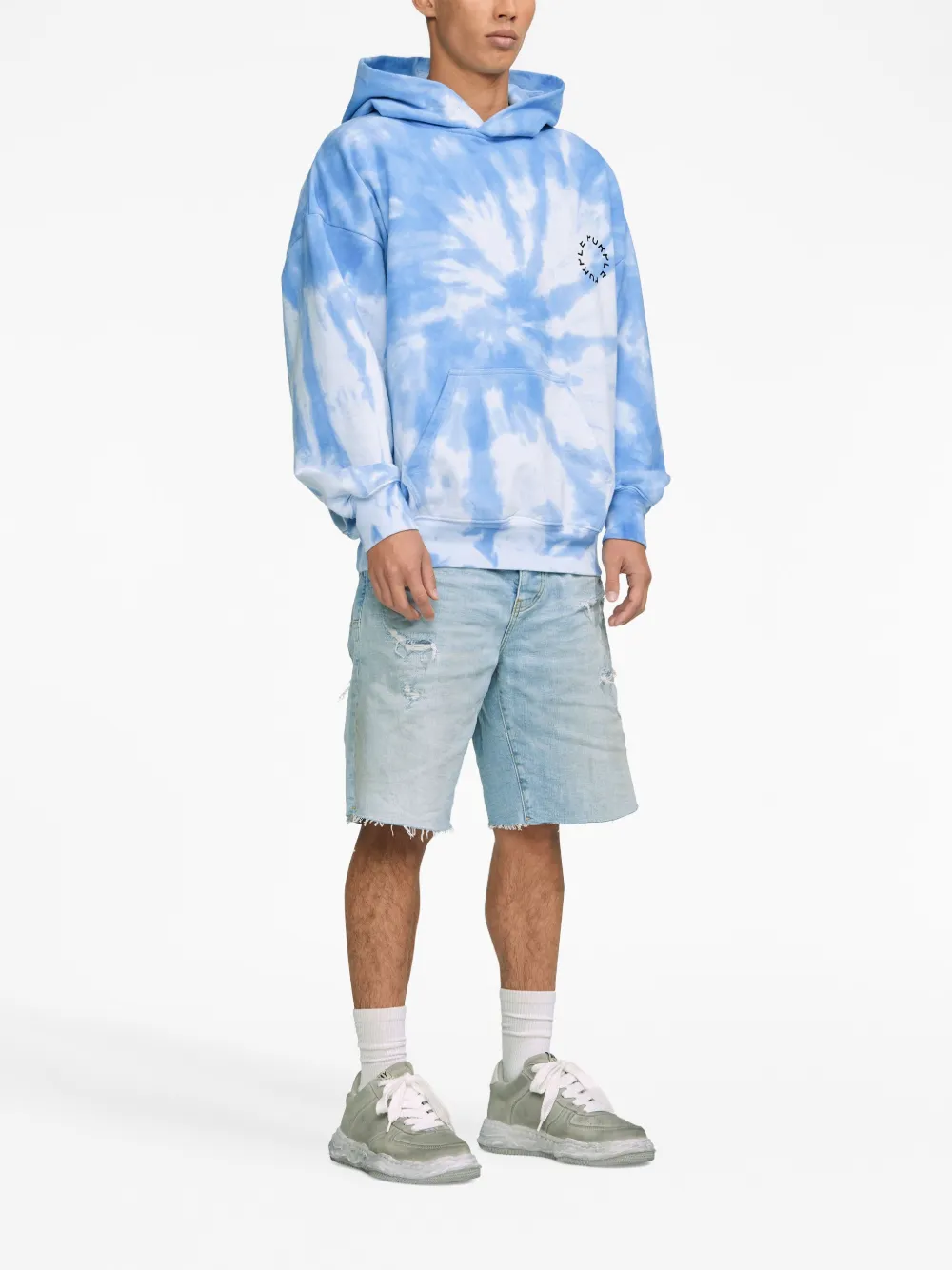 Shop Purple Brand Logo-print Tie-dye Hoodie In Blue