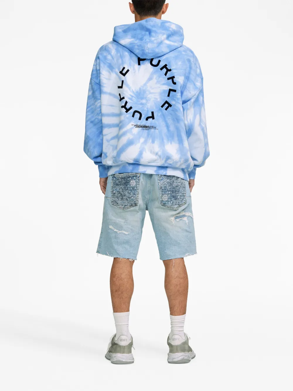 Shop Purple Brand Logo-print Tie-dye Hoodie In Blue