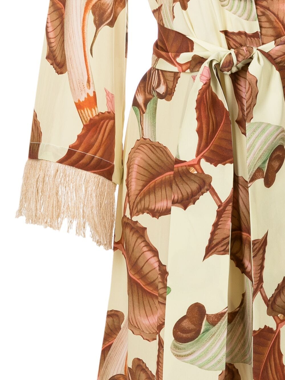 Shop Adriana Degreas Leaf-print Robe Beach Dress In Neutrals