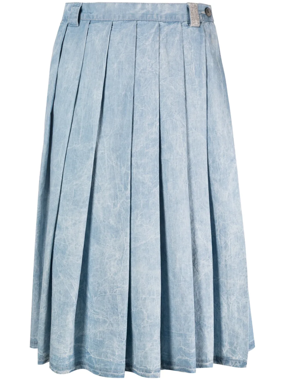 Fabiana Filippi Distressed Pleated Denim Skirt In Blau
