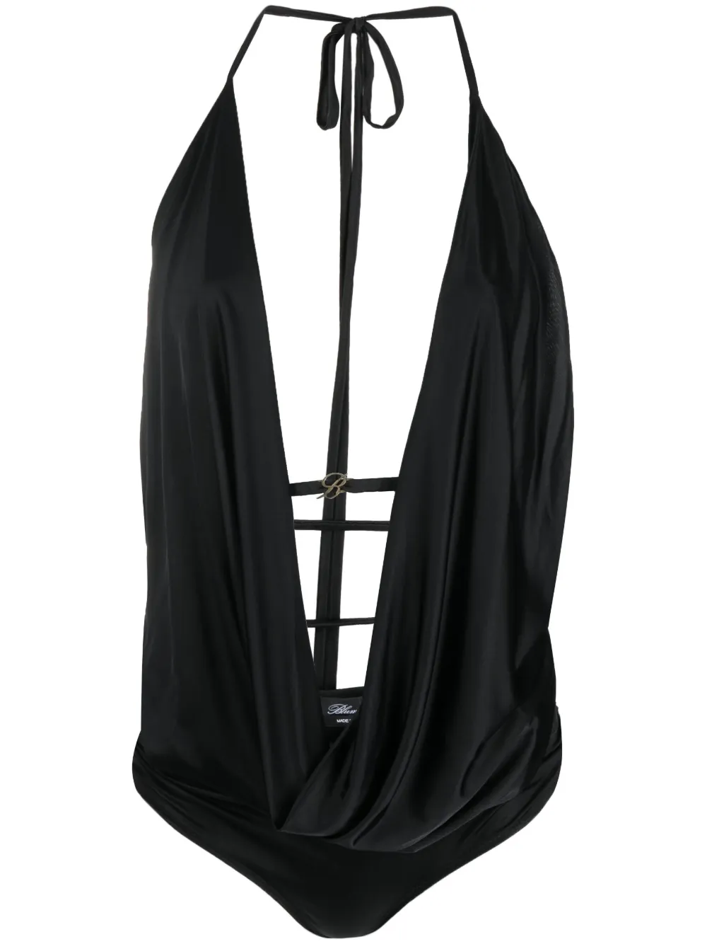 Blumarine logo-plaque sleeveless body - Black