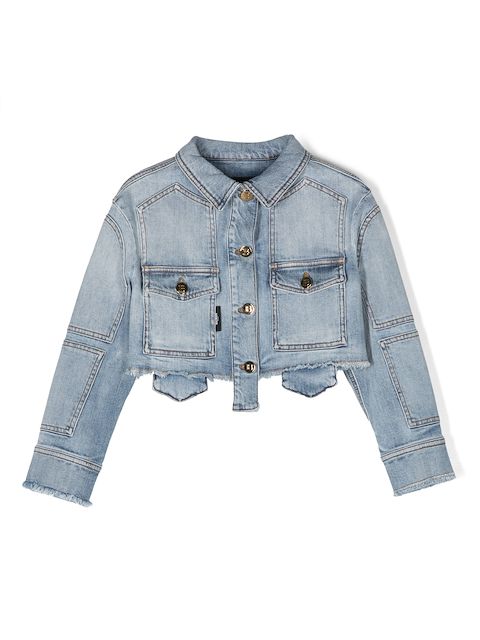 Balmain Kids veste en jean à coupe courte