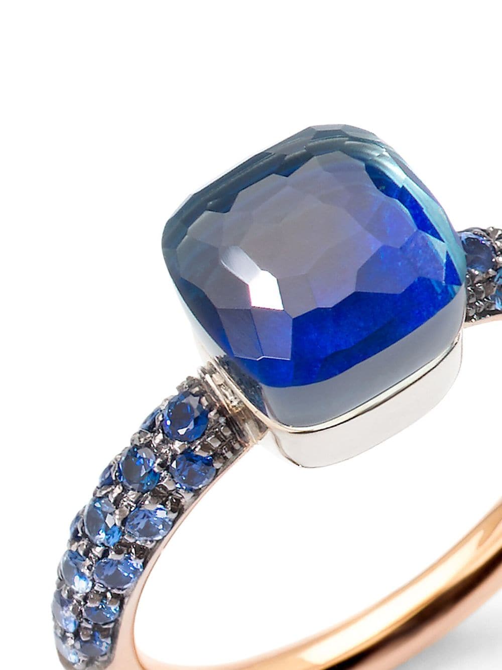 Shop Pomellato 18kt Rose And White Gold Nudo Petit Gemstone Ring In Blue