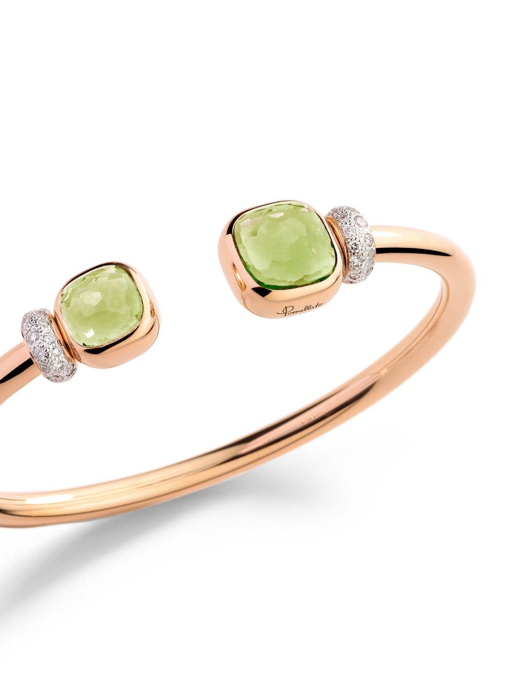 Shop Pomellato 18kt Rose Gold Nudo Bangle In Green