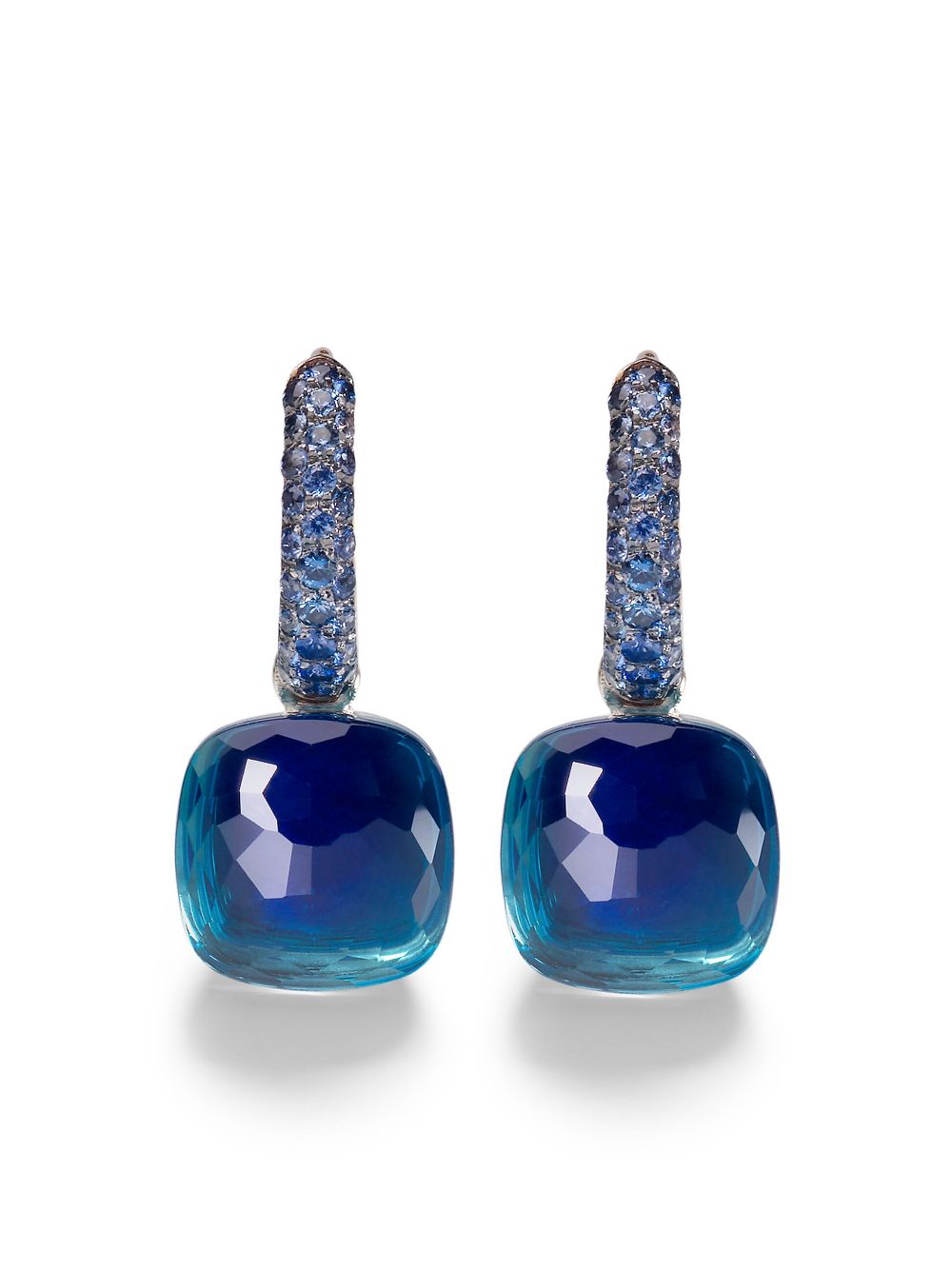 Shop Pomellato 18kt Rose And White Gold Nudo Gemstone Earrings In Blue