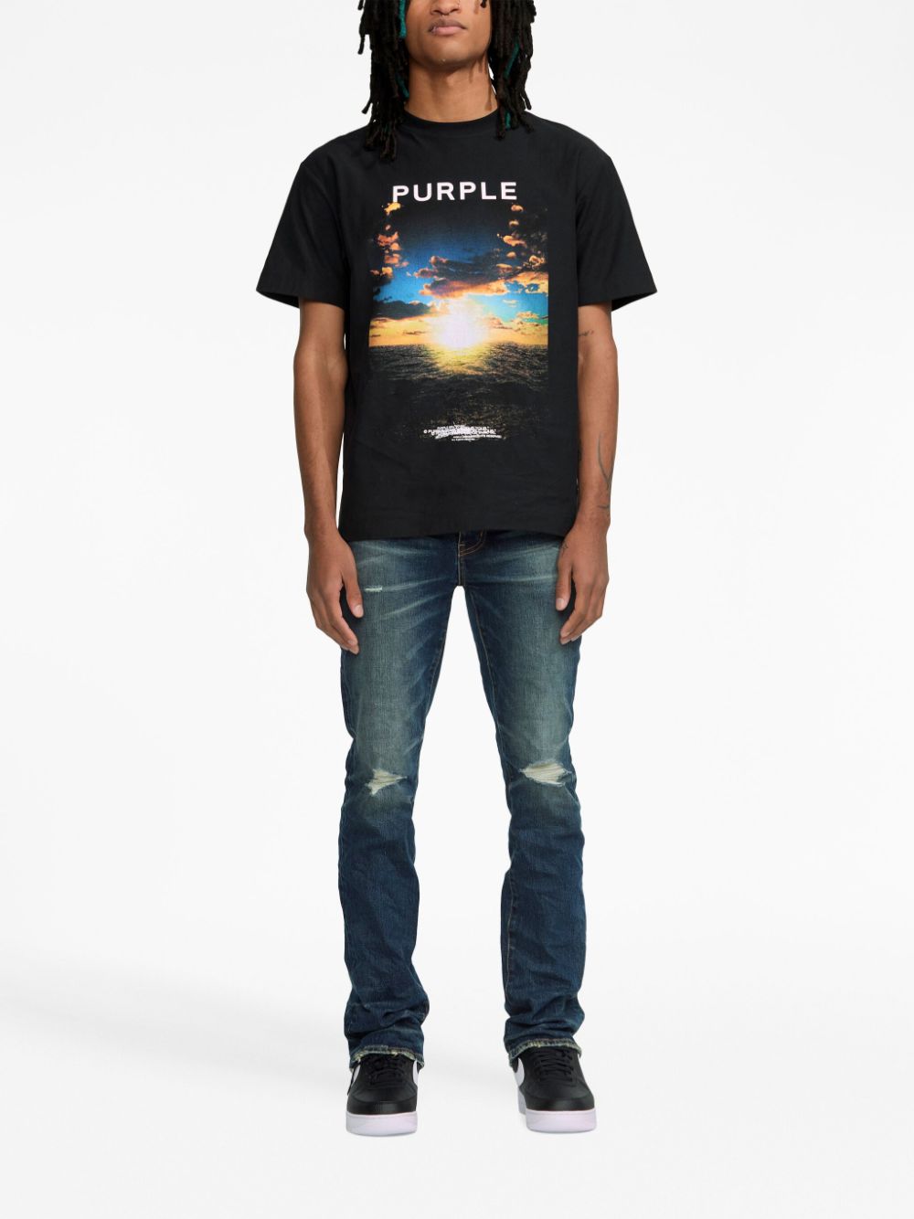 Shop Purple Brand Photograph-print Cotton T-shirt In Black