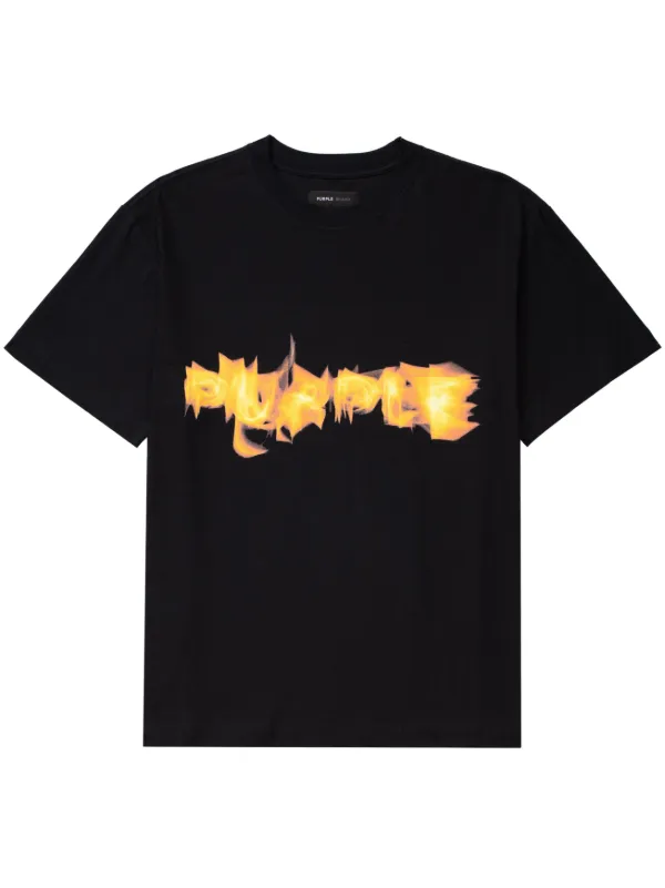 Purple Brand flame print Cotton T shirt Farfetch
