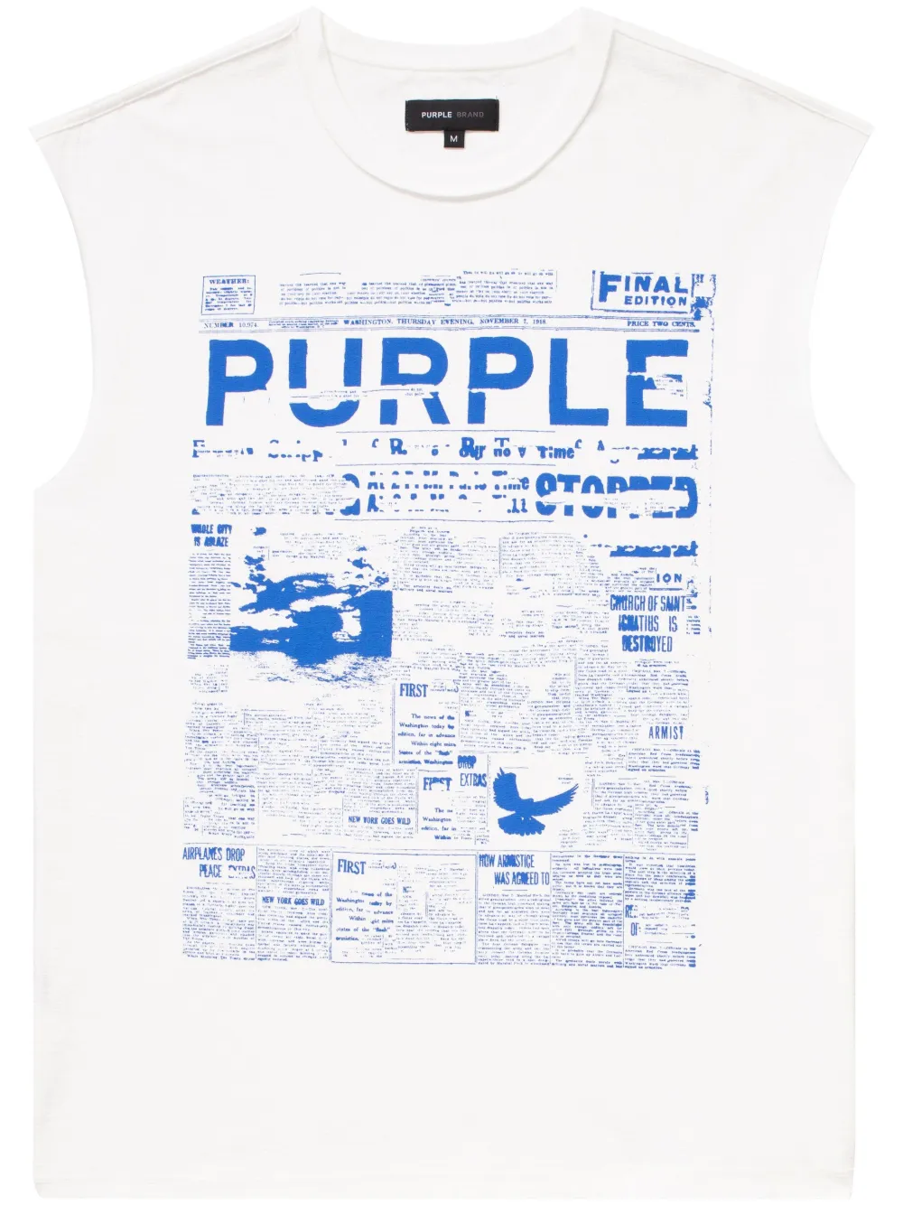 Purple Brand Graphic-print Cotton Tank Top In White