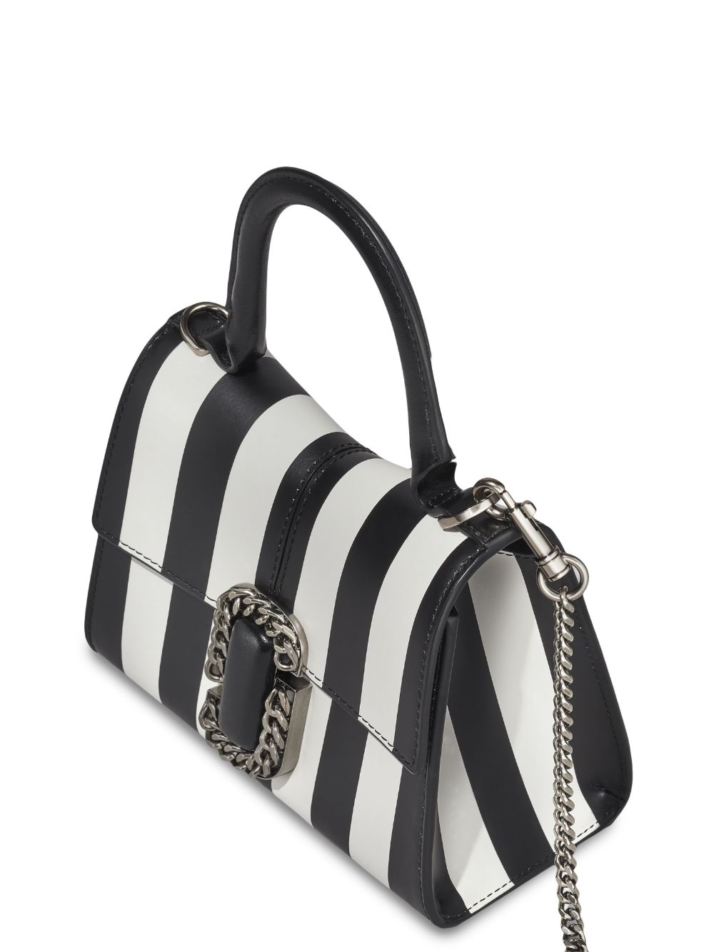 Shop Marc Jacobs The Striped St. Marc Top-handle Bag In Black