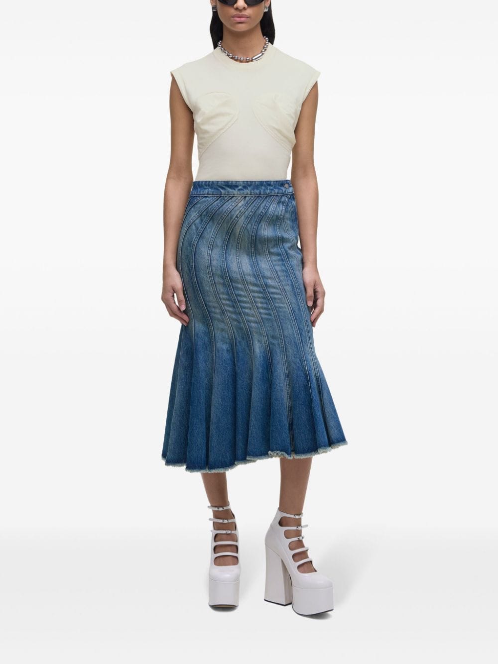 Image 2 of Marc Jacobs Wave high-waisted denim skirt