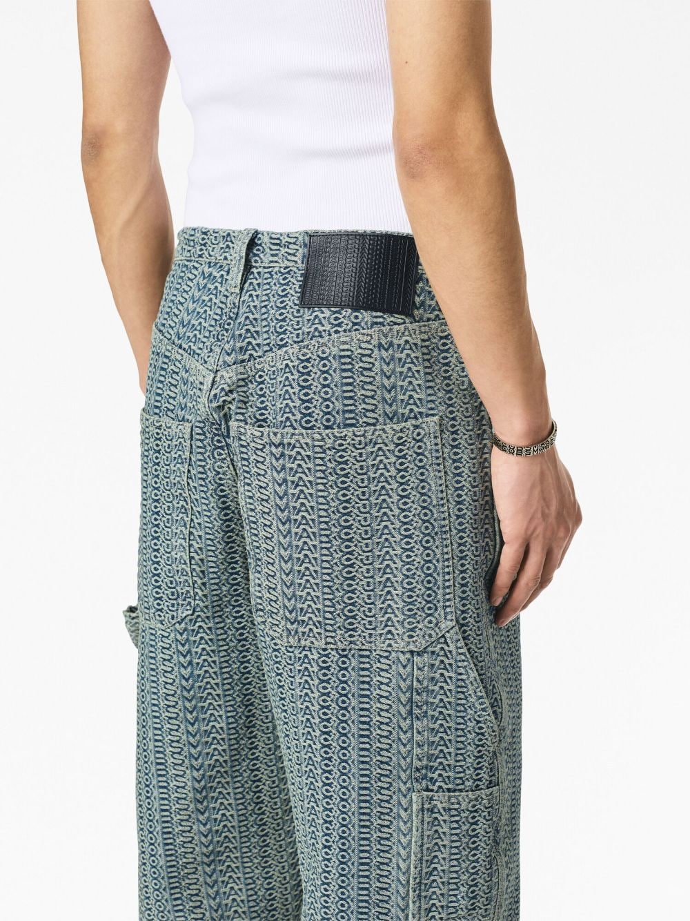 Shop Marc Jacobs Monogram-print Denim Shorts In Blue