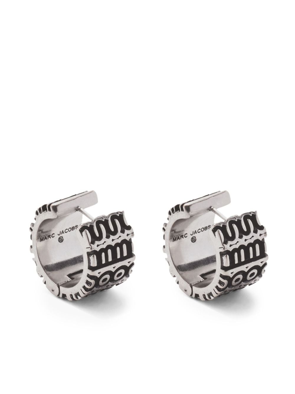 Shop Marc Jacobs The Monogram Engraved Hoop Earrings In Silver