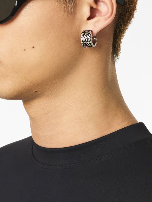 Marc Jacobs Silver & Transparent 'The Monogram Hoops' Earrings