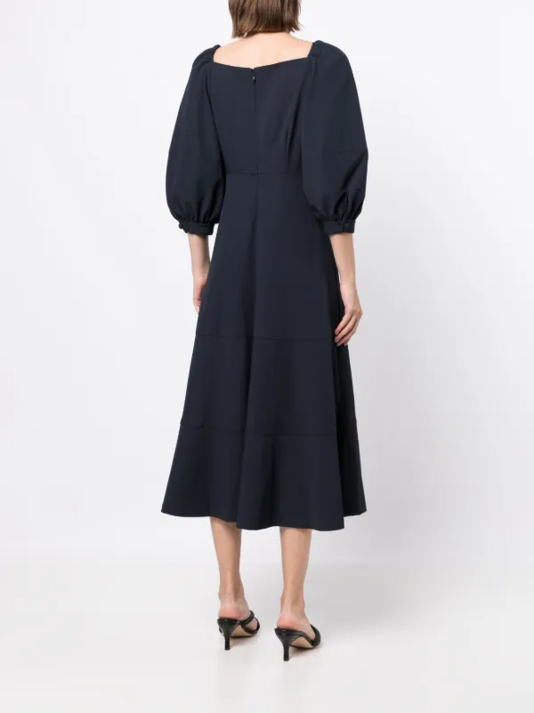bishop sleeve midi dress Veronica Beard Seneca Bishop-Sleeve Midi Dress | Dove White