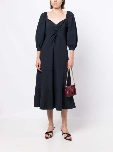 Kristina bishop-sleeves midi dress