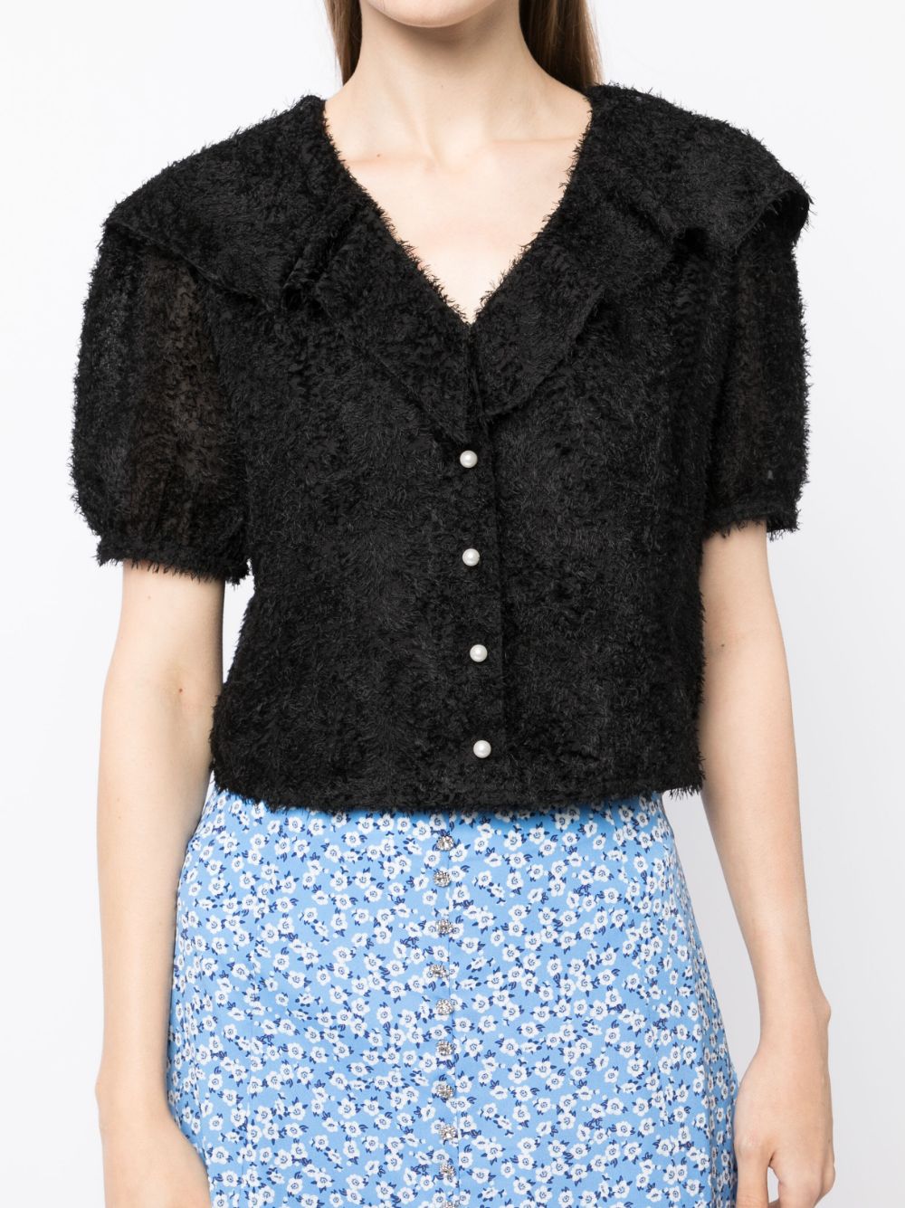 B+ab Frayed Effect Puff-sleeve Shirt - Farfetch