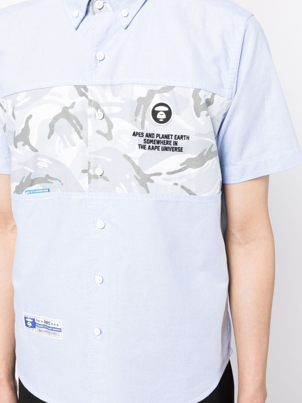 Shop Aape By A Bathing Ape Camouflage-print Logo-patch Shirt In Blue