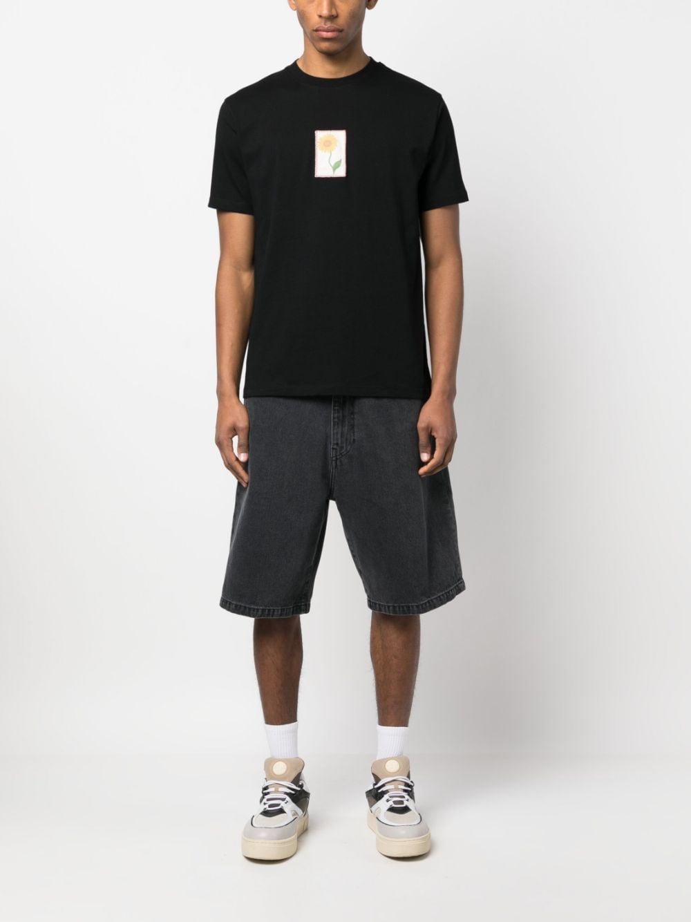 Carhartt Logo-detail Denim Shorts In Black | ModeSens