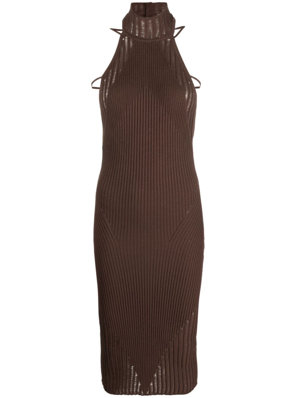Shop Andreädamo Sleeveless Knitted Dress In Brown